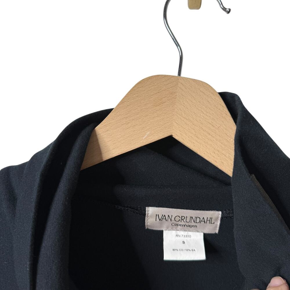 Ivan Grundahl Asymmetric Zip Cowl Neck Pullover Lagenlook Tunic Top Black Small - Picture 6 of 9